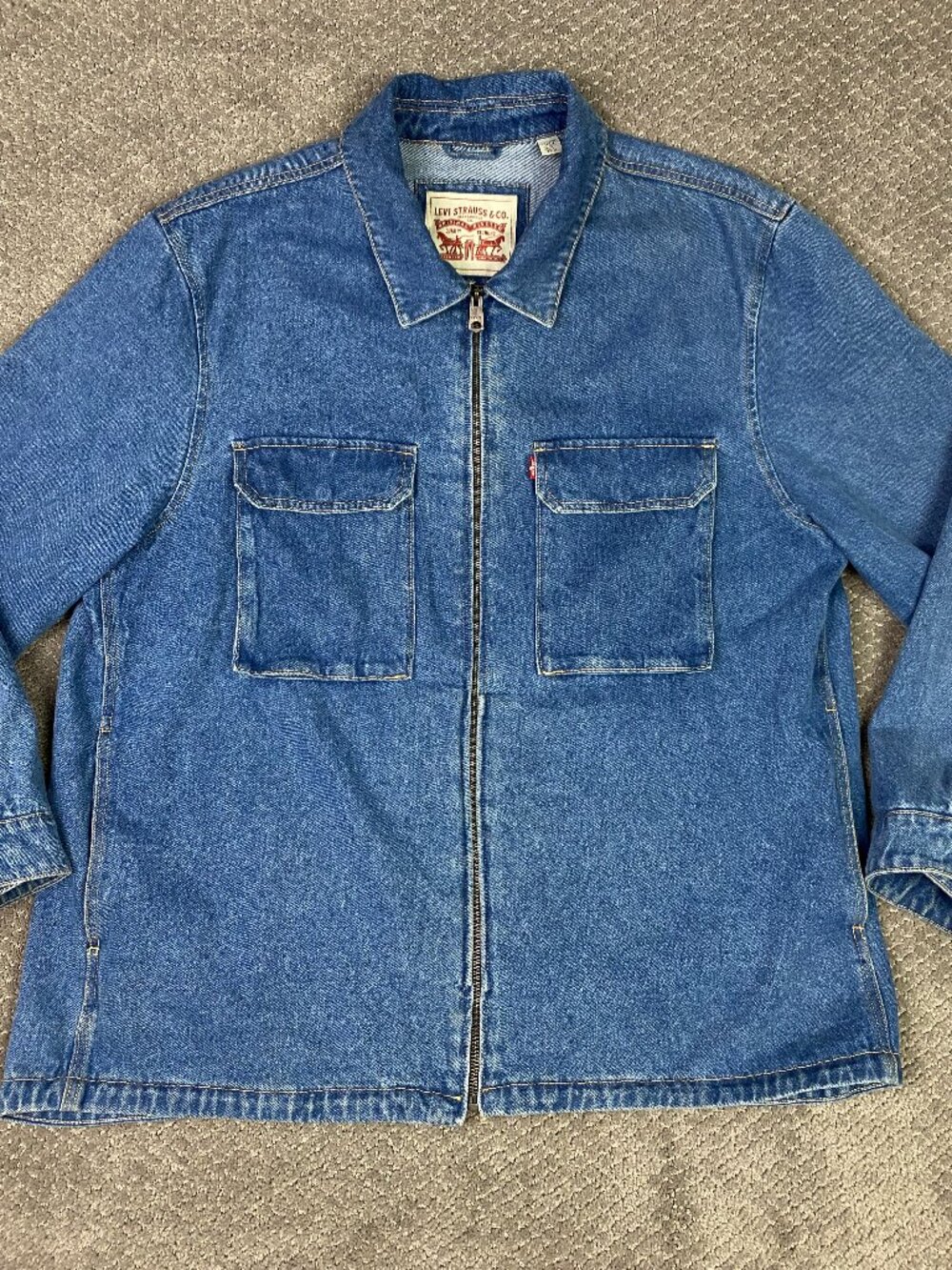 Levi's Denim Workwear Shacket Shirt Jacket Mens XXL Blue Full Zip Chest Pockets